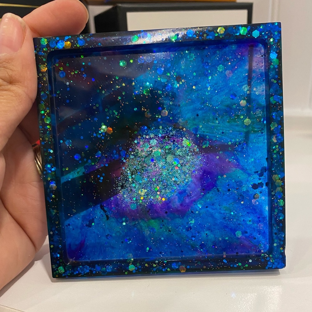 Galaxy resin coaster